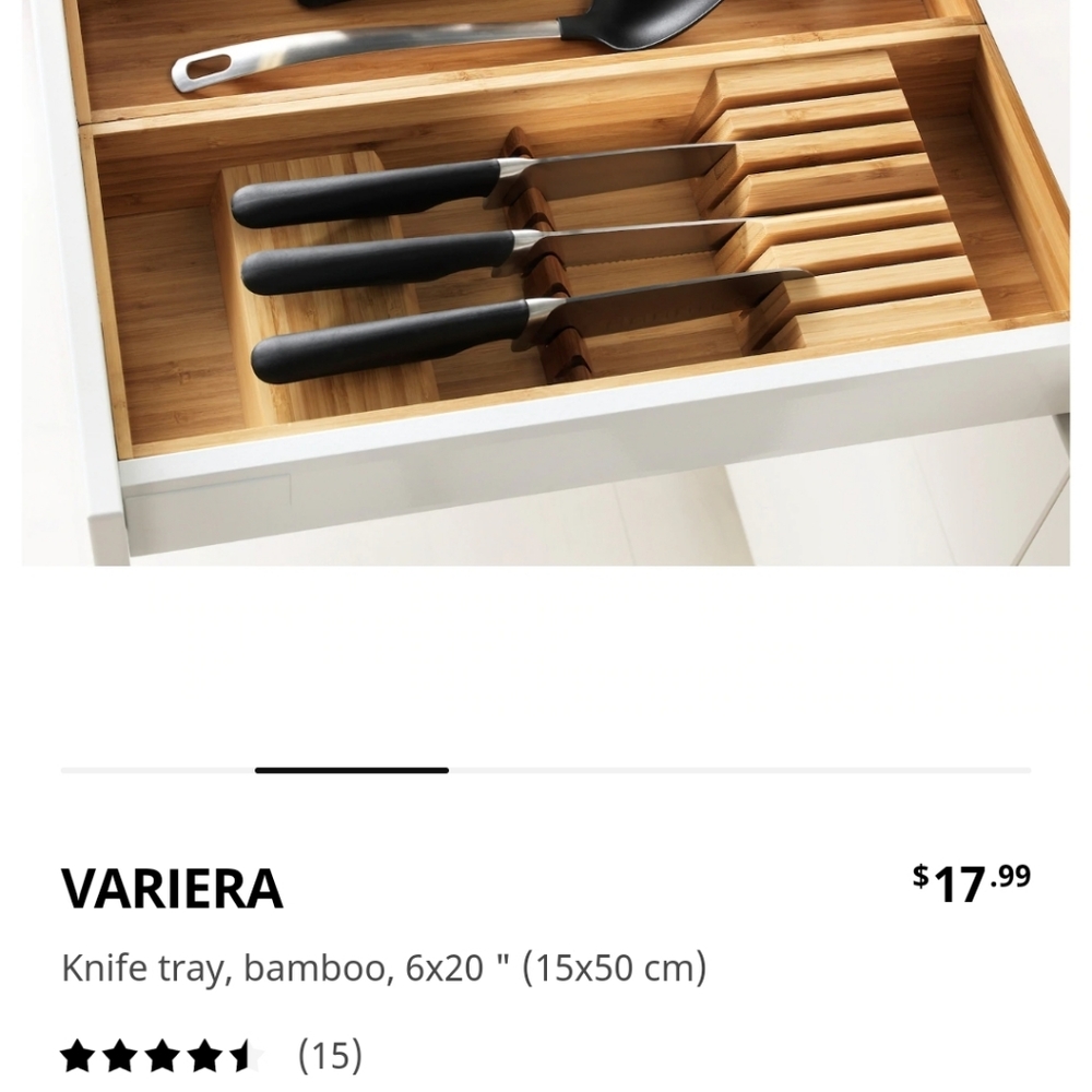 IKEA Variera bamboo knife tray EUC